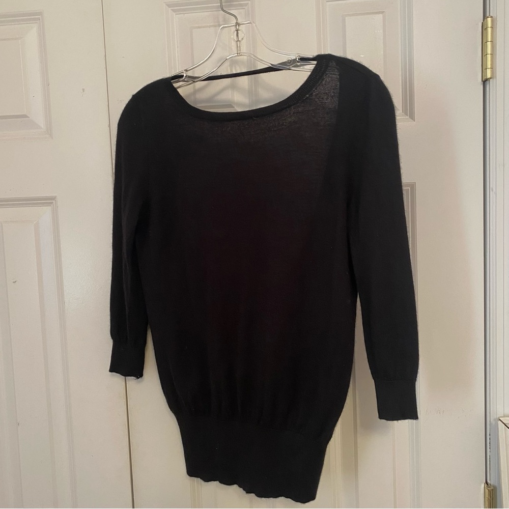 Leetha Silk Cashmere Open Back Sweater Cropped Black Size XS
